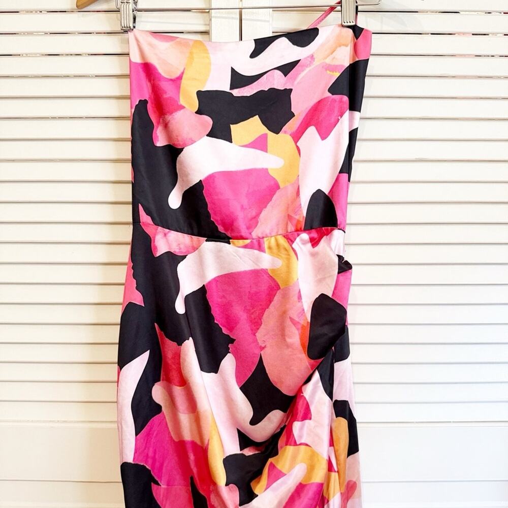 NWT NEW Club L London A-List Pink Printed Cowl Neck Satin Maxi Dress - Picture 3 of 10